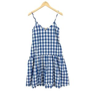 ERIKA CAVALLINI Dress Gingham Sleeveless Blue White